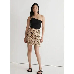 Madewell The Layton Mini Slip Skirt  Bonsai Bloom Side Slit Pull on Size 16
